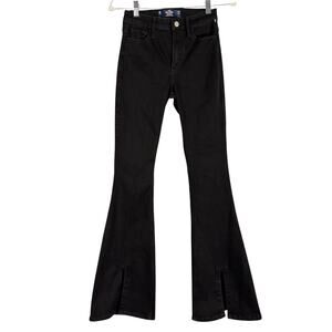 New Hollister Dark Wash Denim High Rise Flare soft Stretch Jeans W24 L31 Casual